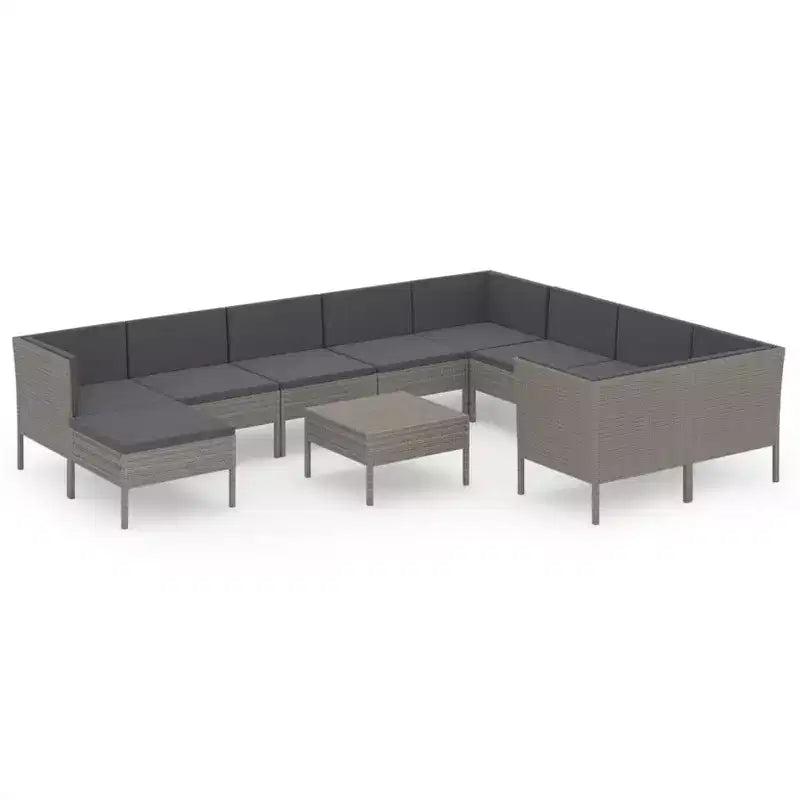 vidaXL Garden Lounge Set Patio Sectional Sofa Couch Outdoor Poly Rattan Grey