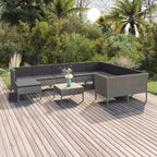 vidaXL Garten Lounge Set Terrassen Ecksofa Couch Outdoor Polyrattan Grau