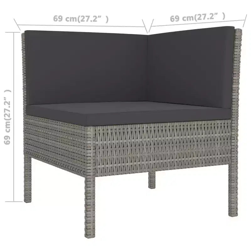 vidaXL Garten Lounge Set Terrassen Ecksofa Couch Outdoor Polyrattan Grau