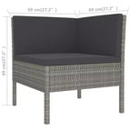 vidaXL Garten Lounge Set Terrassen Ecksofa Couch Outdoor Polyrattan Grau