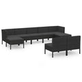 vidaXL Patio Lounge Set Outdoor Sectional Sofa Set Table Poly Rattan Black