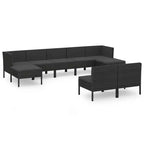 vidaXL Patio Lounge Set Outdoor Sectional Sofa Set Table Poly Rattan Black