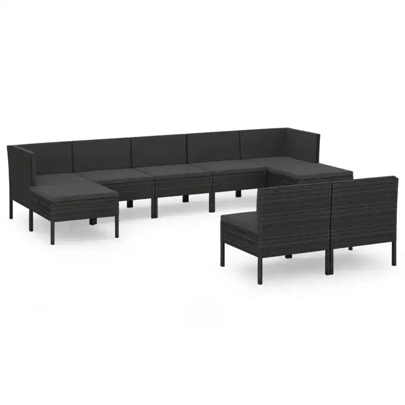 vidaXL Patio Lounge Set Outdoor Sectional Sofa Set Table Poly Rattan Black