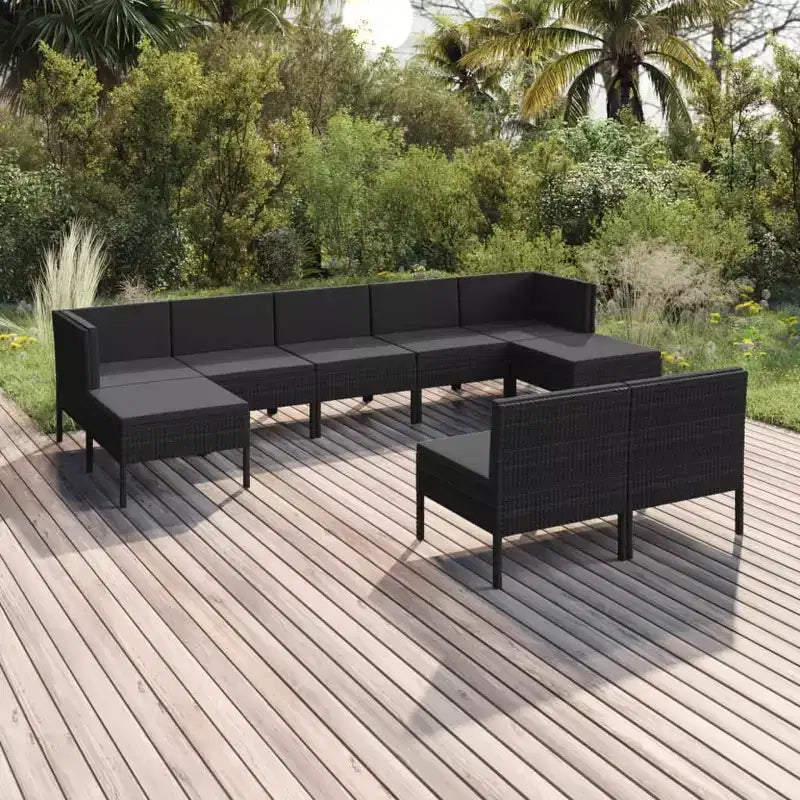 vidaXL Terrassen-Lounge-Set Outdoor Garten-Sofa-Set Tisch Polyrattan Schwarz