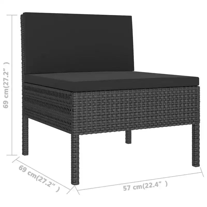 vidaXL Terrassen-Lounge-Set Outdoor Garten-Sofa-Set Tisch Polyrattan Schwarz
