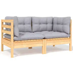 vidaXL Garten-Loungeset Grau Massives Kiefernholz, 100 % Polyestergewebe Groß
