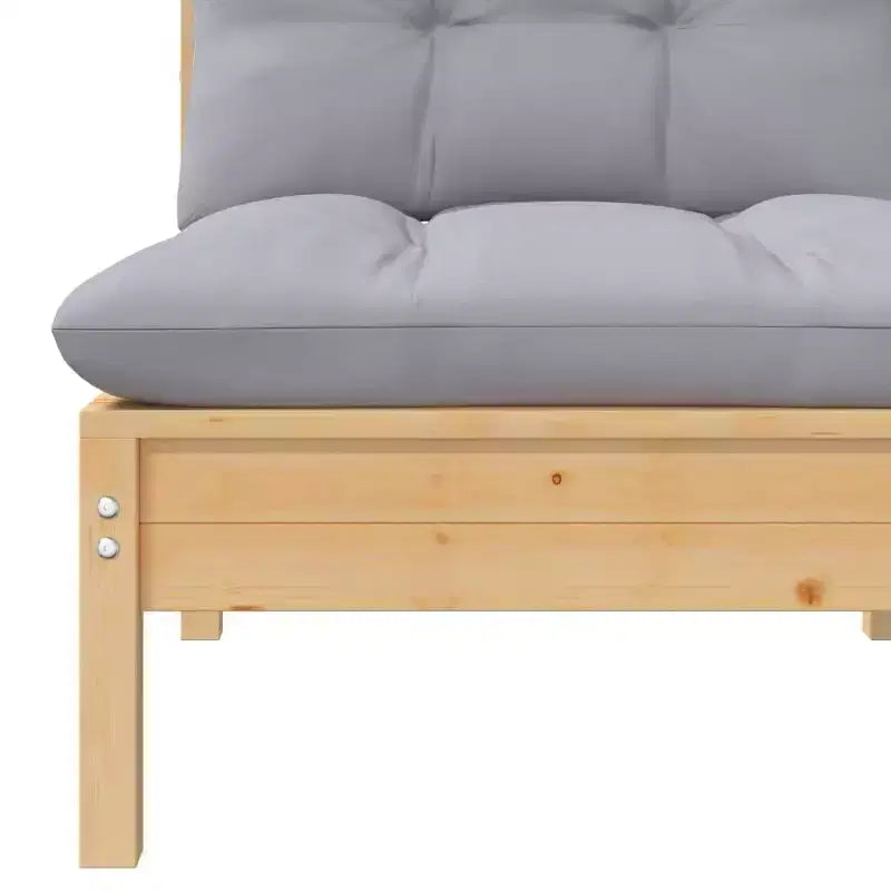 vidaXL Garten-Loungeset Grau Massives Kiefernholz, 100 % Polyestergewebe Groß