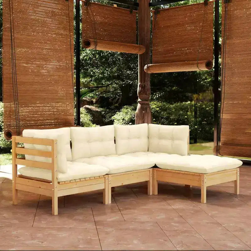 vidaXL Garten Lounge Set Creme Kiefer Massivholz, Stoff (100% Polyester)
