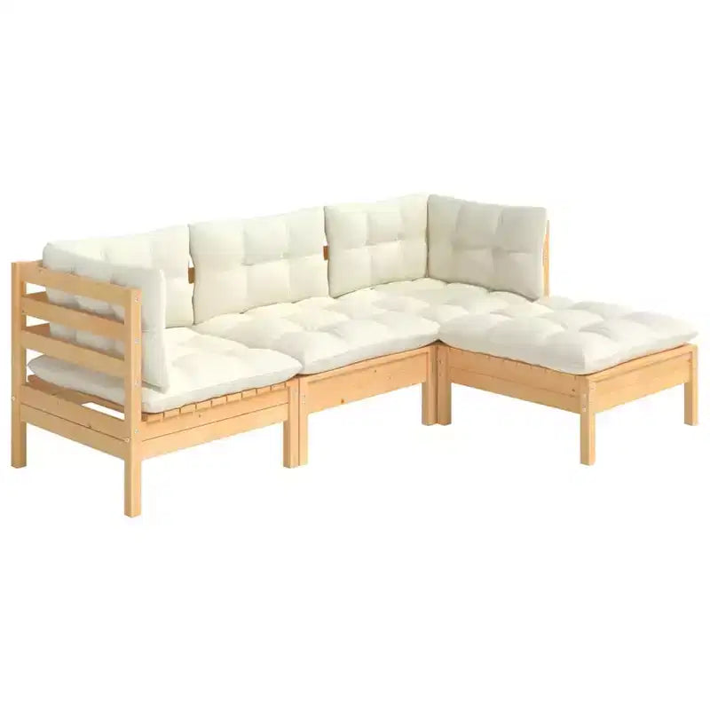 vidaXL Garten Lounge Set Creme Kiefer Massivholz, Stoff (100% Polyester)