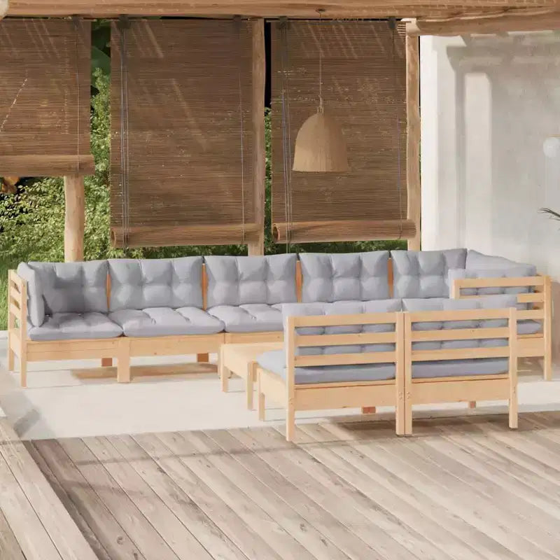 vidaXL Garten Lounge Set Grau Massives Kiefernholz Groß Modulierbar