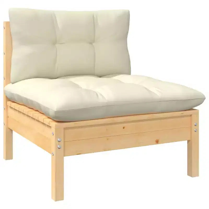 vidaXL Garten-Loungeset – 8-teilige Outdoor-Möbel mit cremefarbenen Kissen, massiver Kiefernholzkonstruktion, vielseitige Konfigurationsmöglichkeiten