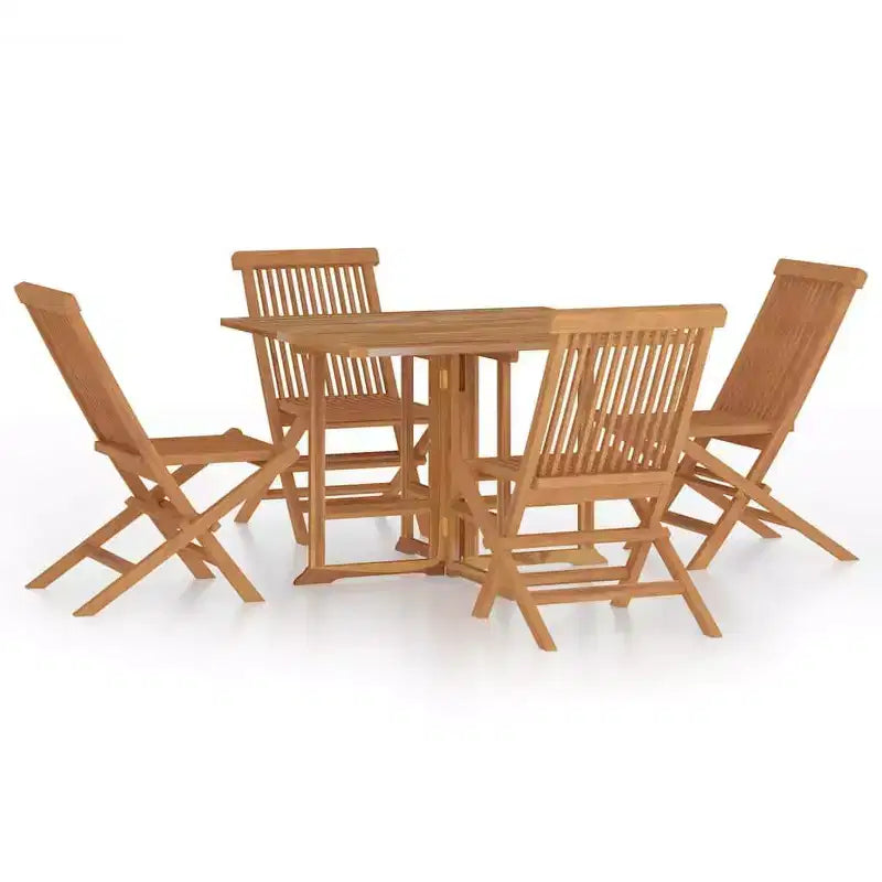 vidaXL Outdoor Dining Set Natural Teak Solid Teak Wood Medium Foldable
