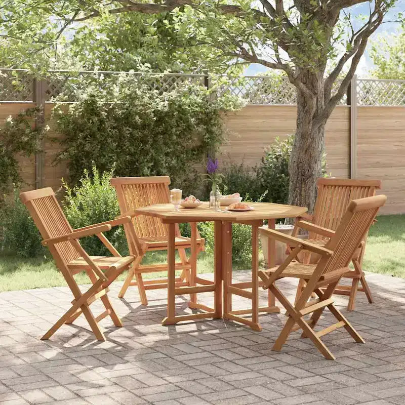 vidaXL Outdoor-Essgruppe Teakholz Natur Massivholz Teakholz Mittel Klappbar