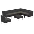 vidaXL Patio Lounge Set - 8 Piece Black Poly Rattan Garden Furniture with Cushions - Weather-Resistant, Sturdy, and Comfortable Modular Design
