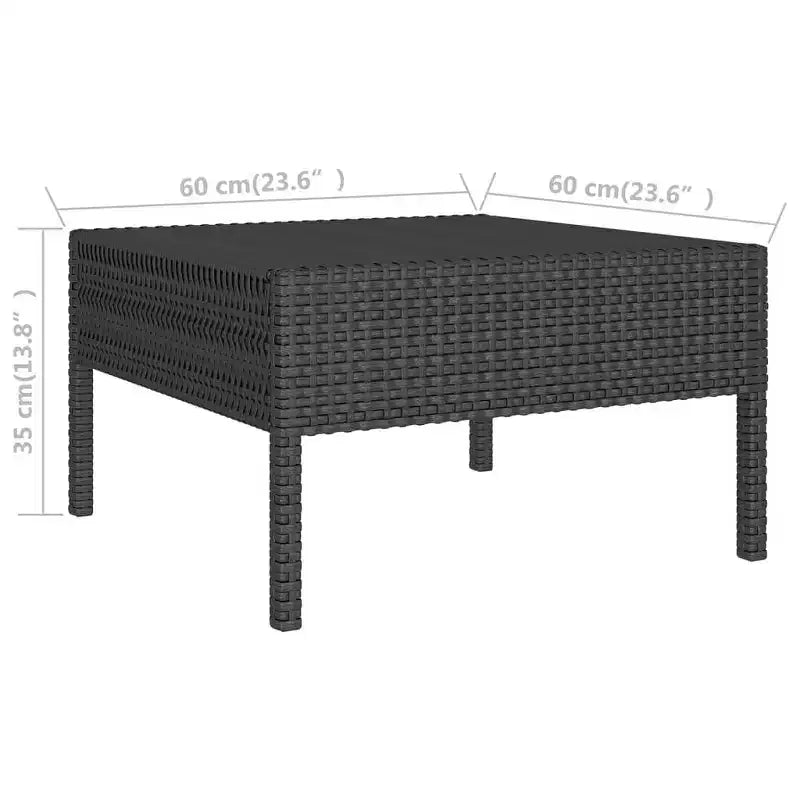 vidaXL Patio Lounge Set – 8-teilige Gartenmöbel aus schwarzem Polyrattan mit Kissen – Witterungsbeständiges, robustes und bequemes modulares Design