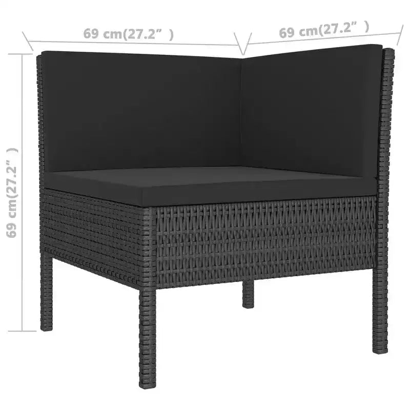 vidaXL Patio Lounge Set – 8-teilige Gartenmöbel aus schwarzem Polyrattan mit Kissen – Witterungsbeständiges, robustes und bequemes modulares Design