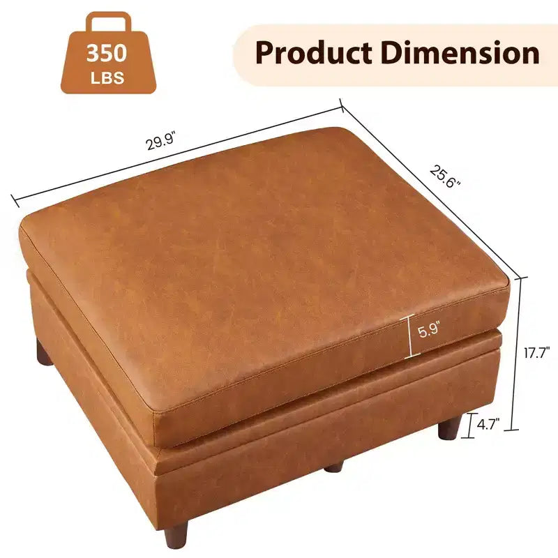 Quadratischer Aufbewahrungshocker, kleiner Leder-Fußhocker für das Sofa, gepolsterter Hockerwürfel für den Eingangsbereich, Schlafzimmer, Wohnzimmer