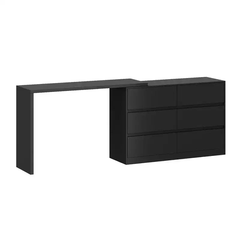Famapy Cabrio-Kommode, Schminktisch mit 6 Schubladen, Lern-/Computertisch, All-in-One-Aufbewahrungseinheit für die Aufwertung Ihres Home-Office-Bereichs
