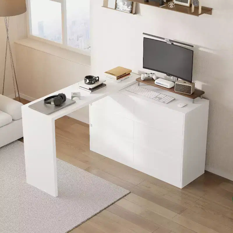 Famapy Cabrio-Kommode, Schminktisch mit 6 Schubladen, Lern-/Computertisch, All-in-One-Aufbewahrungseinheit für die Aufwertung Ihres Home-Office-Bereichs