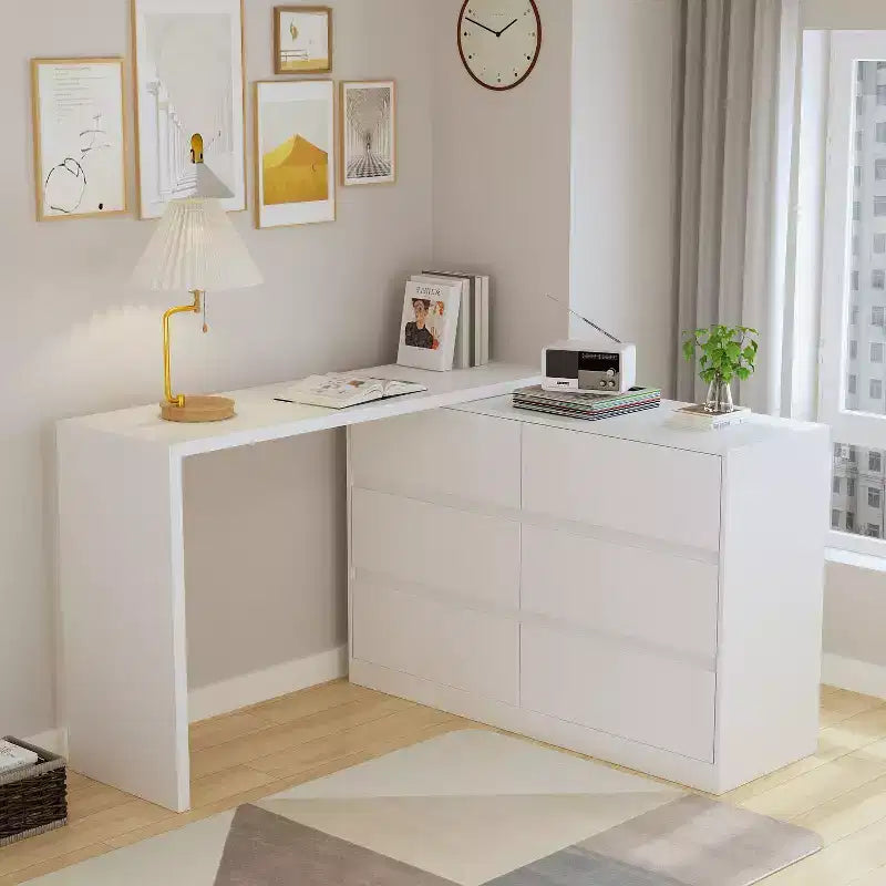 Famapy Cabrio-Kommode, Schminktisch mit 6 Schubladen, Lern-/Computertisch, All-in-One-Aufbewahrungseinheit für die Aufwertung Ihres Home-Office-Bereichs