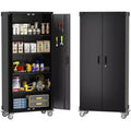 72 High Metal Storage Cabinet with Wheels, Cold Rolled Steel Tool Cabinet, 4 Adjustable Shelves, Lockable Rolling
