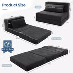 Homdox Klappsofa-Bettstuhl mit Kissen, verwandelbarer Liegestuhl, Schaumstoff-Bodenmatratze für Wohnzimmer/Schlafsaal/Gästezimmer/Büro, Twin-Größe