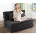 Homdox Folding Sofa Bed Chair w/ Pillow, Convertible Chair Sleeper, Foam Floor Mattress for Living Room/Dorm/Guest/Office Twin