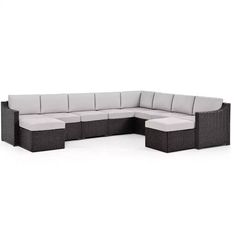 HAPPATIO 10 Piece Patio Conversation Set, Patio Furniture Set with Multiple Configuration Options, Rattan Wicker Outdoor Sectional Sofa.