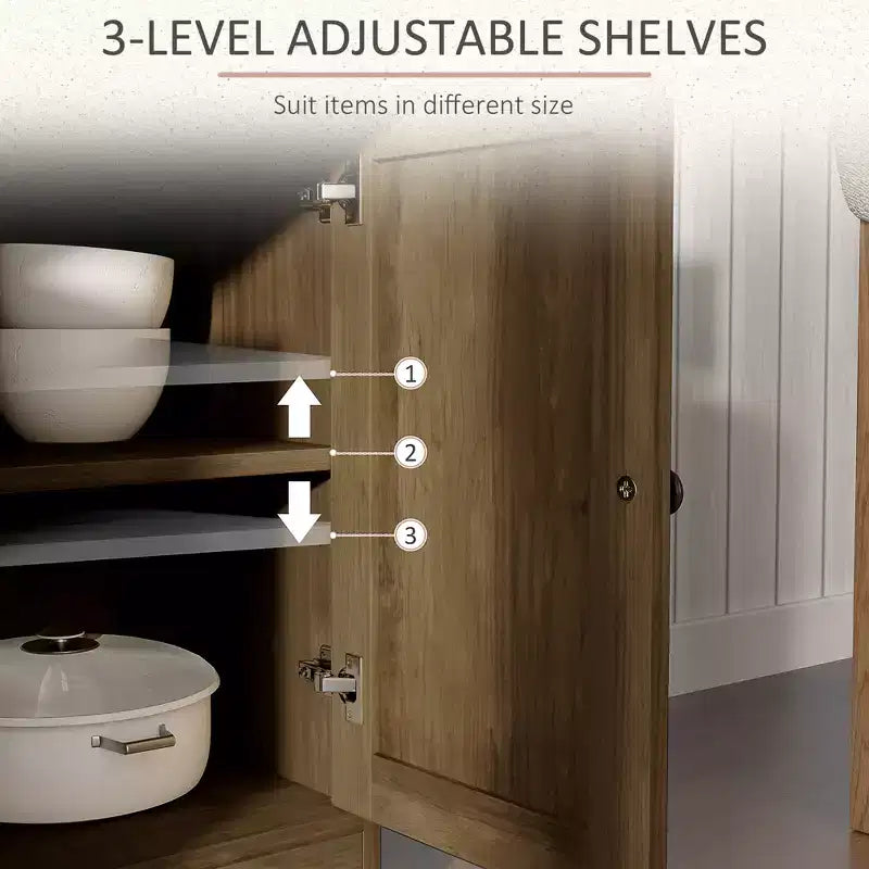Küchenschrank, Buffet-Sideboard im Landhausstil mit Scheunentüren, Schubladen, verstellbaren Einlegeböden