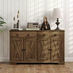 Küchenschrank, Buffet-Sideboard im Landhausstil mit Scheunentüren, Schubladen, verstellbaren Einlegeböden