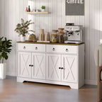 Küchenschrank, Buffet-Sideboard im Landhausstil mit Scheunentüren, Schubladen, verstellbaren Einlegeböden