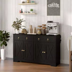 Küchenschrank, Buffet-Sideboard im Landhausstil mit Scheunentüren, Schubladen, verstellbaren Einlegeböden