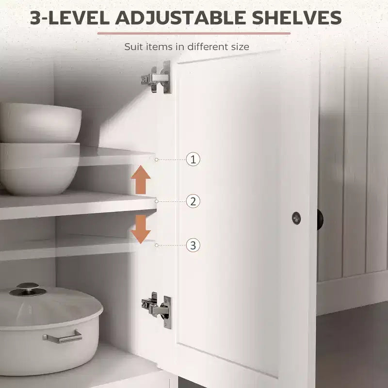 Küchenschrank, Buffet-Sideboard im Landhausstil mit Scheunentüren, Schubladen, verstellbaren Einlegeböden
