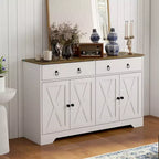 Küchenschrank, Buffet-Sideboard im Landhausstil mit Scheunentüren, Schubladen, verstellbaren Einlegeböden