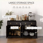 Küchenschrank, Buffet-Sideboard im Landhausstil mit Scheunentüren, Schubladen, verstellbaren Einlegeböden