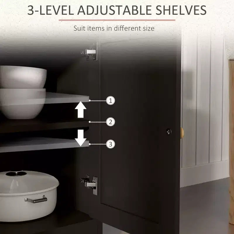 Küchenschrank, Buffet-Sideboard im Landhausstil mit Scheunentüren, Schubladen, verstellbaren Einlegeböden