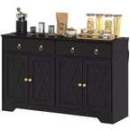Kitchen Storage Sideboard, Farmhouse Buffet Cabinet with Barn Style Doors, Drawers, Adjustable Shelves