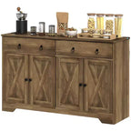 Küchenschrank, Buffet-Sideboard im Landhausstil mit Scheunentüren, Schubladen, verstellbaren Einlegeböden