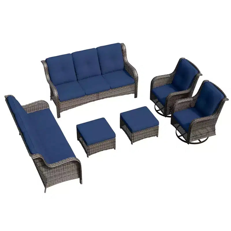 UPTIOT 6-teiliges Rattan-Sitzgruppe für die Terrasse