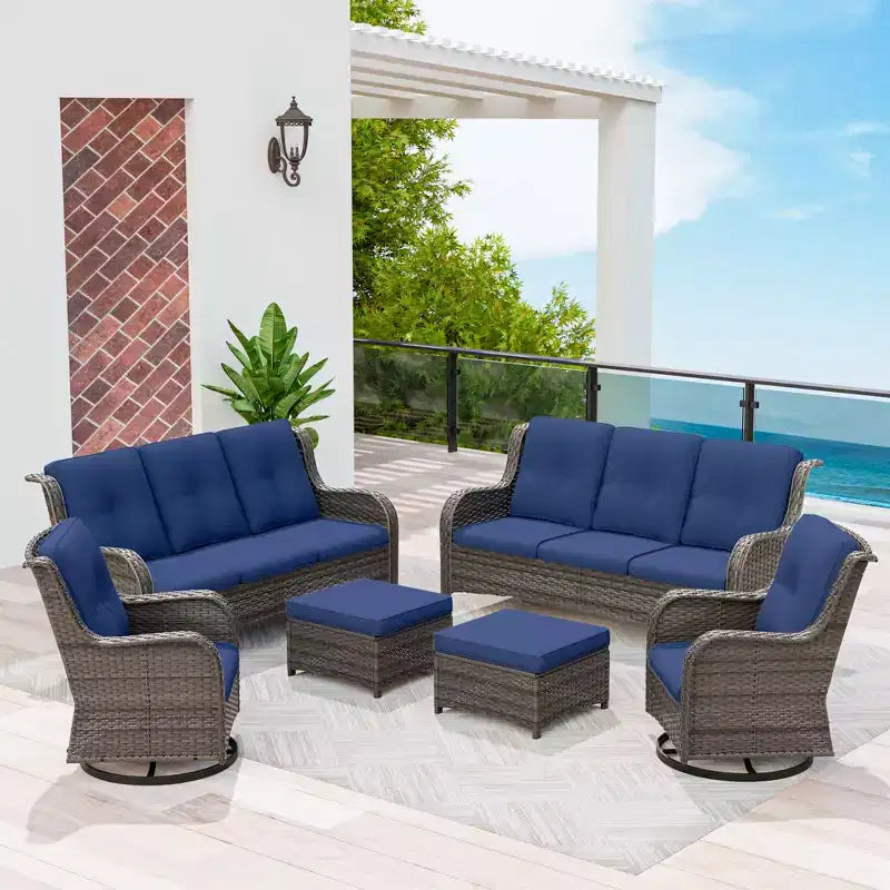 UPTIOT 6-teiliges Rattan-Sitzgruppe für die Terrasse