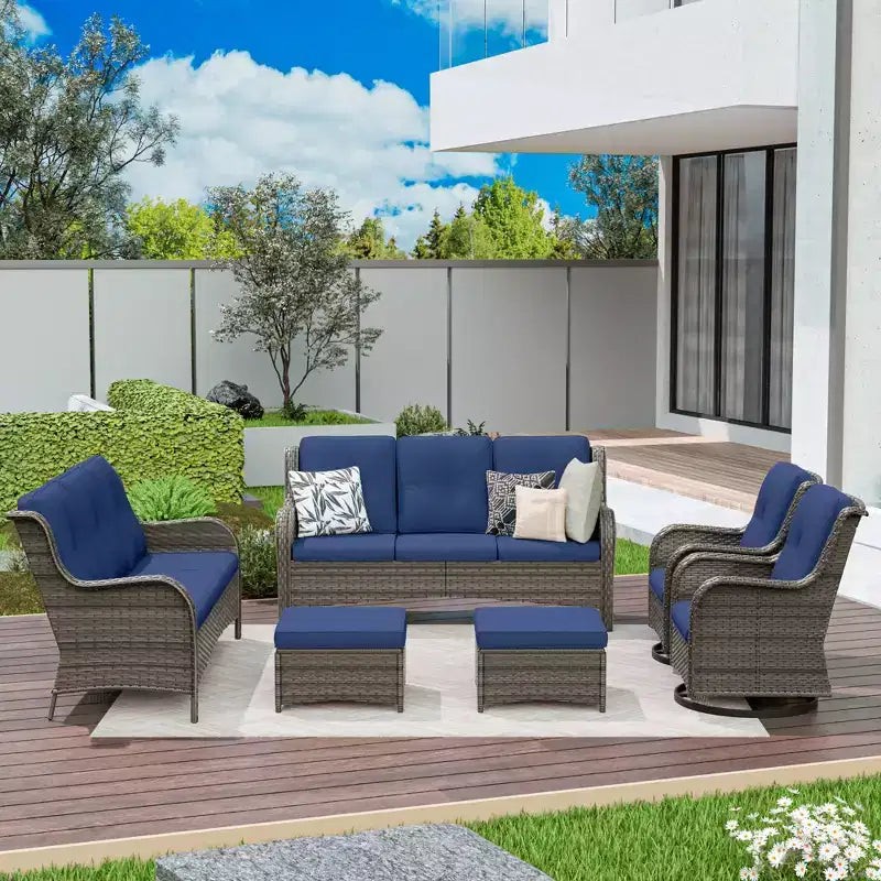 UPTIOT 6-teiliges Rattan-Sitzgruppe für die Terrasse