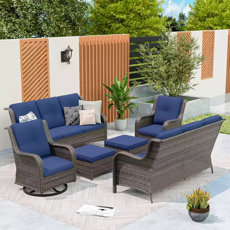 UPTIOT 6-teiliges Rattan-Sitzgruppe für die Terrasse