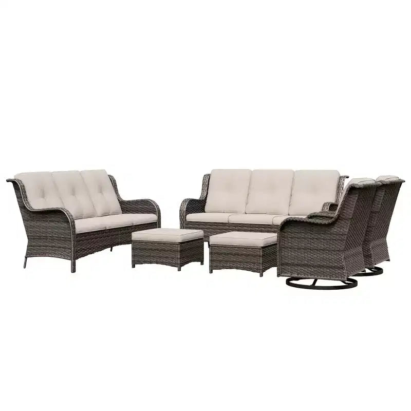 UPTIOT 6-teiliges Rattan-Sitzgruppe für die Terrasse