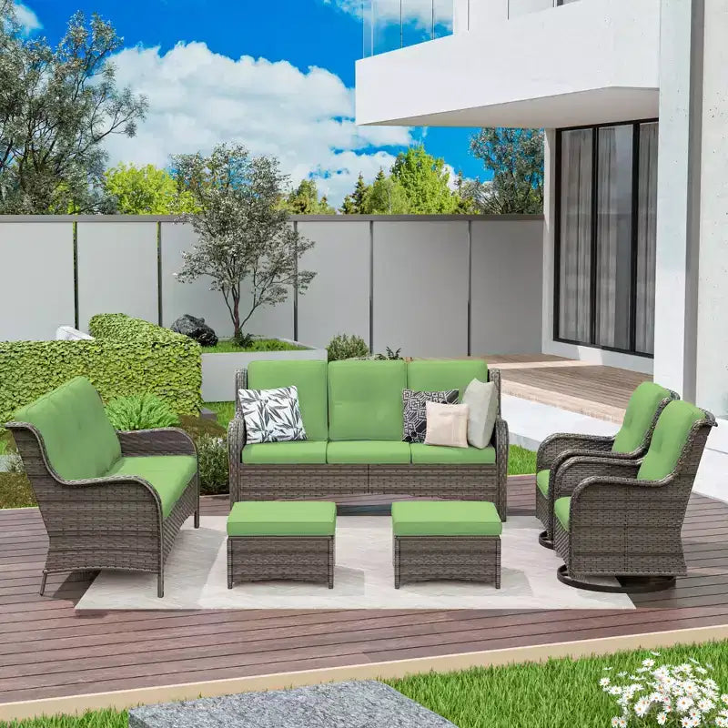 UPTIOT 6-teiliges Rattan-Sitzgruppe für die Terrasse
