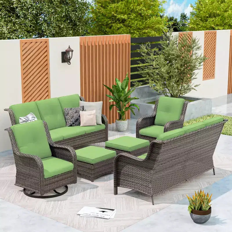 UPTIOT 6-teiliges Rattan-Sitzgruppe für die Terrasse