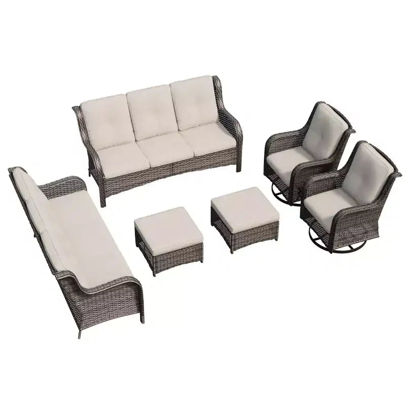 UPTIOT 6-teiliges Rattan-Sitzgruppe für die Terrasse