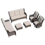 UPTIOT 6-teiliges Rattan-Sitzgruppe für die Terrasse