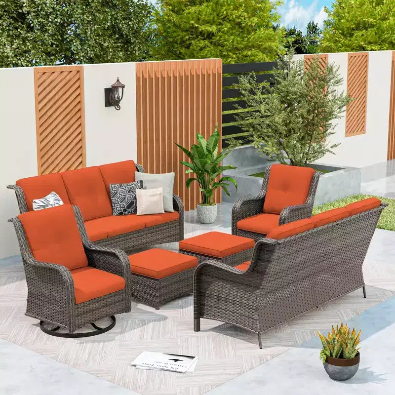 UPTIOT 6-teiliges Rattan-Sitzgruppe für die Terrasse