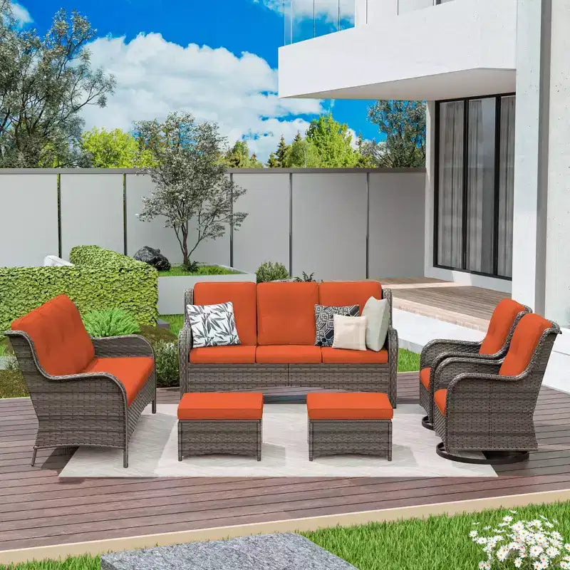 UPTIOT 6-teiliges Rattan-Sitzgruppe für die Terrasse