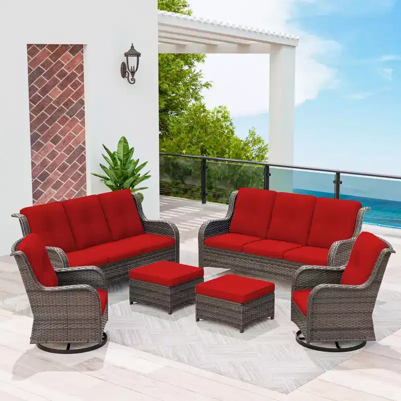 UPTIOT 6-teiliges Rattan-Sitzgruppe für die Terrasse
